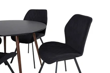 Ridones spisegruppe rund inkl. 4 Sumoas stoler - Svart/Brun - Møbler - Bord - Spisegruppe