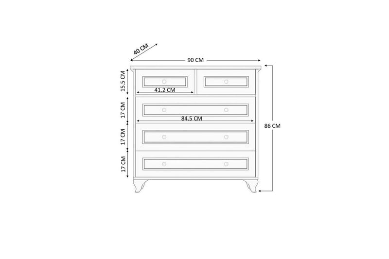 Rihana Sminkebord 90 cm - Matt Hvit - Oppbevaring - Oppbevaringsmøbler - Kommode - Entrekommode