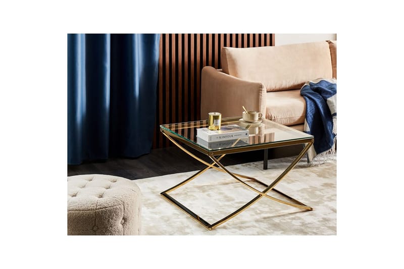 Ringgold Kvadratisk Salongbord 70 cm i Glass med Understell i Metall - Klar - Møbler - Bord - Sofabord & salongbord