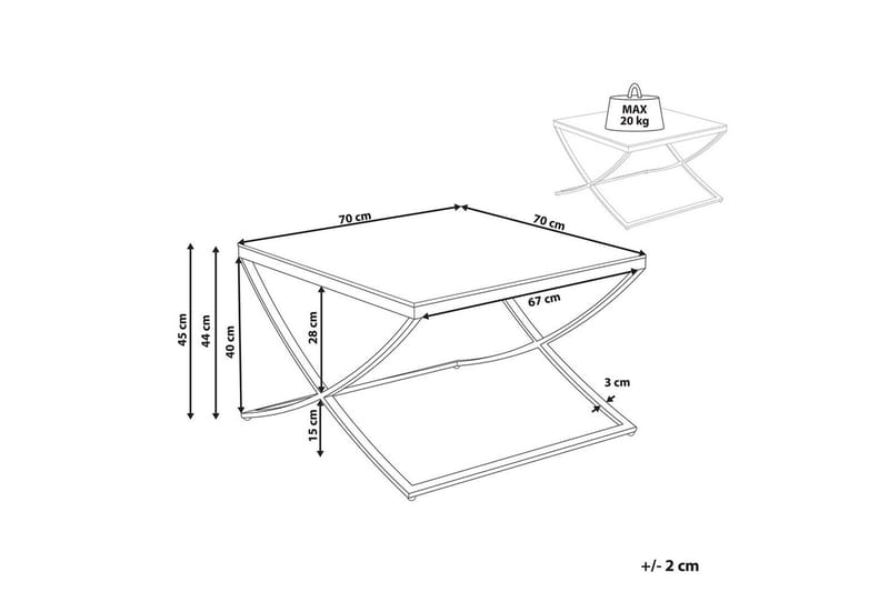 Ringgold Kvadratisk Salongbord 70 cm i Glass med Understell i Metall - Klar - Møbler - Bord - Sofabord & salongbord