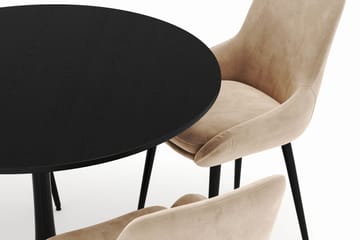 Ringstad Rund Spisegruppe 100cm med 4 Alsarp Spisestoler - Svart - Møbler - Bord - Spisegruppe