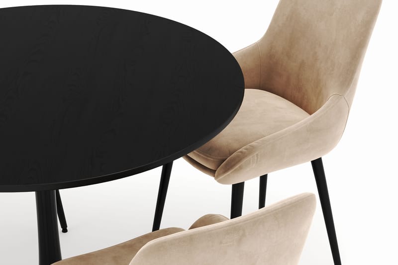 Ringstad Rund Spisegruppe 100cm med 4 Alsarp Spisestoler - Svart - Møbler - Bord - Spisegruppe