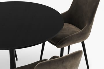 Ringstad Rund Spisegruppe 100cm med 4 Alsarp Spisestoler - Svart - Møbler - Bord - Spisegruppe