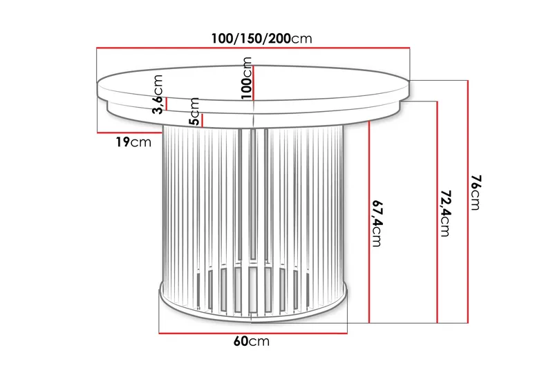 Rivale Matbord 100 cm Rund - Beige/Svart - Møbler - Bord - Spisebord & kjøkkenbord