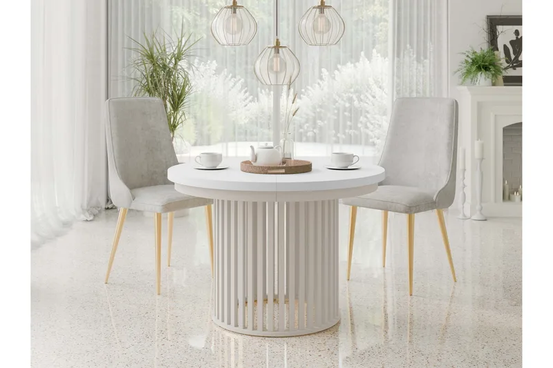 Rivale Matbord 100 cm Rund - Hvit/Beige - Møbler - Bord - Spisebord & kjøkkenbord