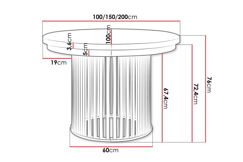 Rivale Matbord 100 cm Rund - Hvit/Gull - Møbler - Bord - Spisebord & kjøkkenbord