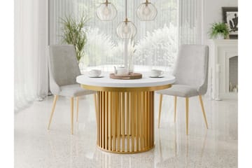 Rivale Matbord 100 cm Rund - Hvit/Gull - Møbler - Bord - Spisebord & kjøkkenbord