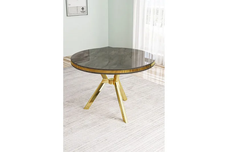 Rivor Spisebord 90 cm Rund - Antrasitt/Gull - Møbler - Bord - Spisebord & kjøkkenbord