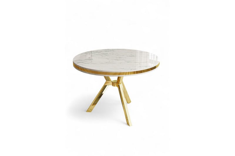 Rivor Spisebord 90 cm Rund - Hvit Marmor/Gull - Møbler - Bord - Spisebord & kjøkkenbord
