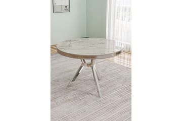 Rivor Spisebord 90 cm Rund - Hvit Marmor/Krom - Møbler - Bord - Spisebord & kjøkkenbord