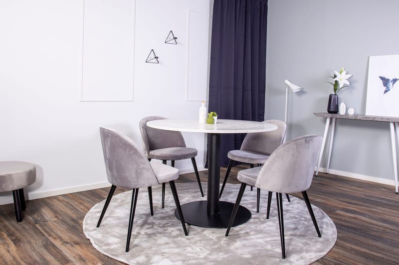 Round Dining Set Venture Home Grå Vit - Møbler - Bord - Spisegruppe