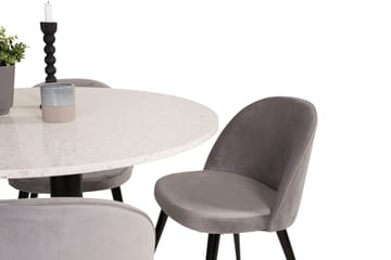 Round Dining Set Venture Home Grå Vit - Møbler - Bord - Spisegruppe