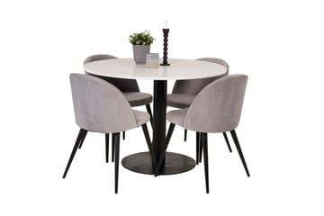 Round Dining Set Venture Home Grå Vit - Møbler - Bord - Spisegruppe