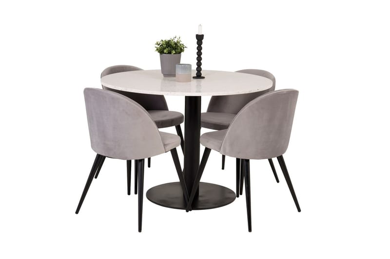 Round Dining Set Venture Home Grå Vit - Møbler - Bord - Spisegruppe