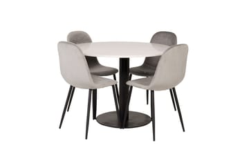 Round Dining Set Venture Home Ljusgrå Vit - Lysegrå og hvit - Møbler - Bord - Spisegruppe