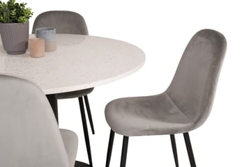 Round Dining Set Venture Home Ljusgrå Vit - Lysegrå og hvit - Møbler - Bord - Spisegruppe