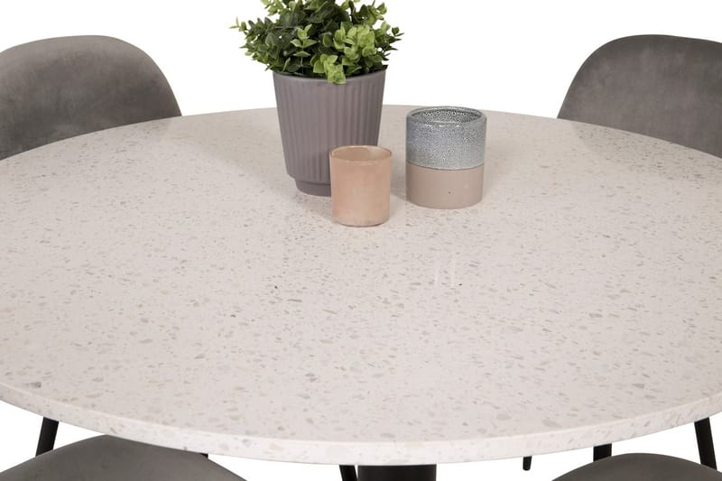 Round Dining Set Venture Home Ljusgrå Vit - Lysegrå og hvit - Møbler - Bord - Spisegruppe