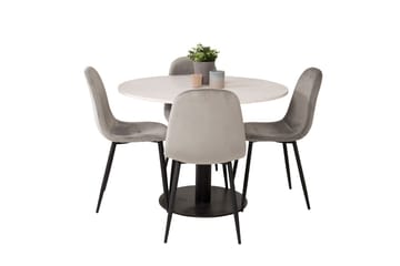 Round Dining Set Venture Home Ljusgrå Vit - Lysegrå og hvit - Møbler - Bord - Spisegruppe