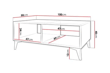 Royston 100 cm Rektangulært Salongbord med Hyller i Malt Tre - Hvit - Møbler - Bord - Sofabord & salongbord
