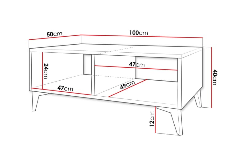 Royston 100 cm Rektangulært Salongbord med Hyller i Malt Tre - Hvit - Møbler - Bord - Sofabord & salongbord