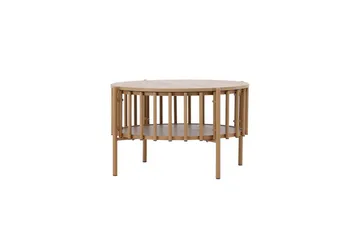 Rubbo Rundt Sofabord 80 cm med Hyller i Tre med Lyst Tre - Beige - Møbler - Bord - Sofabord & salongbord