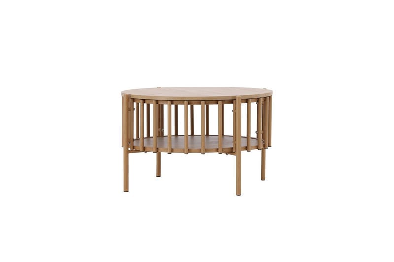 Rubbo Rundt Sofabord 80 cm med Hyller i Tre med Lyst Tre - Beige - Møbler - Bord - Sofabord & salongbord