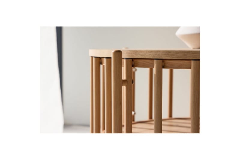 Rubbo Rundt Sofabord 80 cm med Hyller i Tre med Lyst Tre - Beige - Møbler - Bord - Sofabord & salongbord