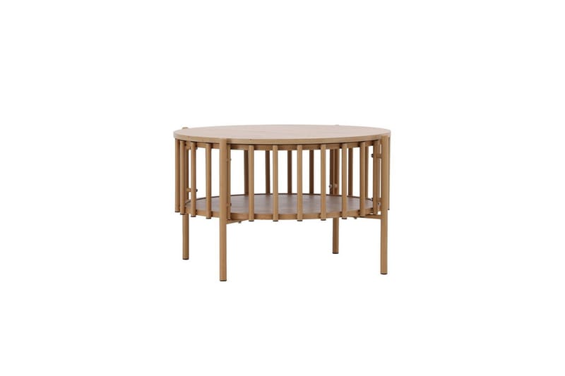 Rubbo Rundt Sofabord 80 cm med Hyller i Tre med Lyst Tre - Beige - Møbler - Bord - Sofabord & salongbord