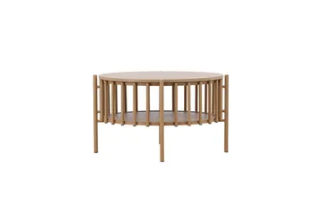 Rubbo Rundt Sofabord 80 cm med Hyller i Tre med Lyst Tre - Beige - Møbler - Bord - Sofabord & salongbord