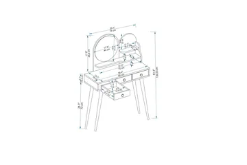 Ruges Sminkebord 74 cm - Hvit - Møbler - Bord - Sminkebord & toalettbord