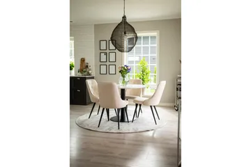 Runa Spisegruppe inkl. 4 Valerie Luksus Fløyelsstoler - Svart/Beige - Møbler - Bord - Spisegruppe