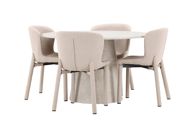 Rund matgrupp Venture Home Beige Beige 4st - Møbler - Bord - Spisegruppe