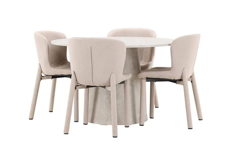Rund matgrupp Venture Home Beige Beige 4st - Møbler - Bord - Spisegruppe