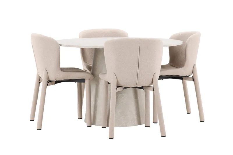 Rund matgrupp Venture Home Beige Beige 4st - Møbler - Bord - Spisegruppe