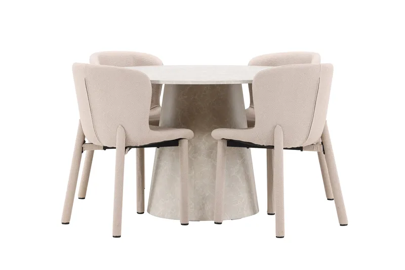 Rund matgrupp Venture Home Beige Beige 4st - Møbler - Bord - Spisegruppe