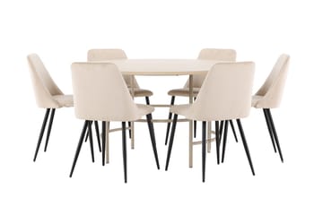Rund matgrupp Venture Home Beige Beige 6st - Møbler - Bord - Spisegruppe