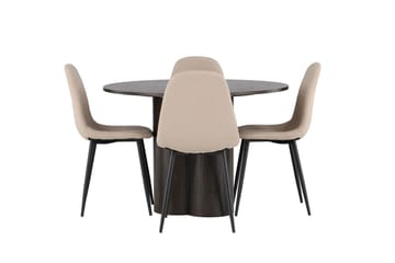 Rund matgrupp Venture Home Beige Mörkbrun 4st - Mørkebrun - Møbler - Bord - Spisegruppe