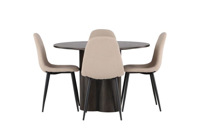 Rund matgrupp Venture Home Beige Mörkbrun 4st - Mørkebrun - Møbler - Bord - Spisegruppe