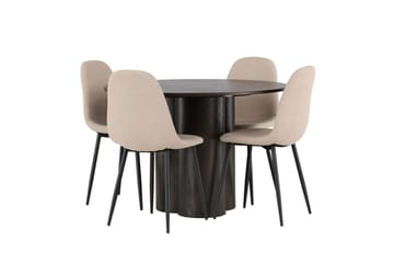 Rund matgrupp Venture Home Beige Mörkbrun 4st - Mørkebrun - Møbler - Bord - Spisegruppe