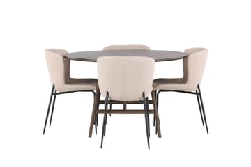 Rund matgrupp Venture Home Beige Mörkbrun 4st - Møbler - Bord - Spisegruppe