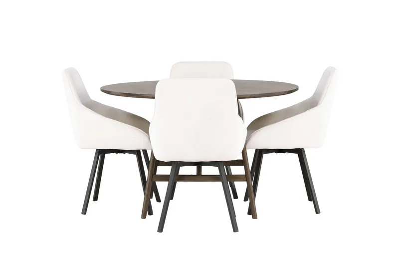 Rund matgrupp Venture Home Beige Mörkbrun 4st - Møbler - Bord - Spisegruppe