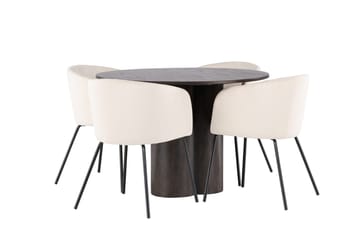 Rund matgrupp Venture Home Beige Mörkt trä 4st - Møbler - Bord - Spisegruppe