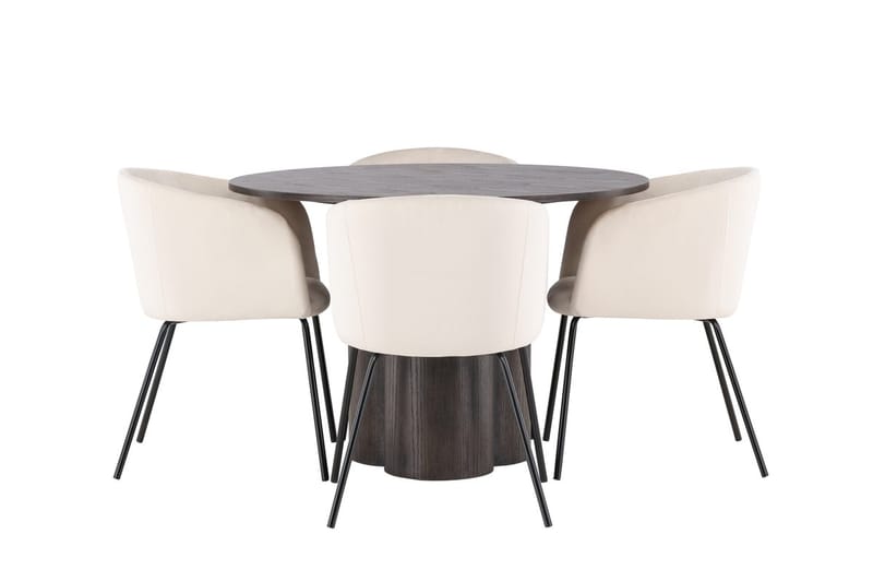 Rund matgrupp Venture Home Beige Mörkt trä 4st - Møbler - Bord - Spisegruppe