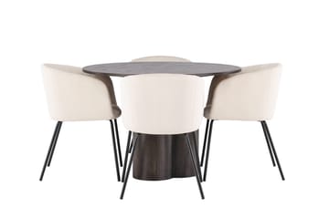 Rund matgrupp Venture Home Beige Mörkt trä 4st - Møbler - Bord - Spisegruppe