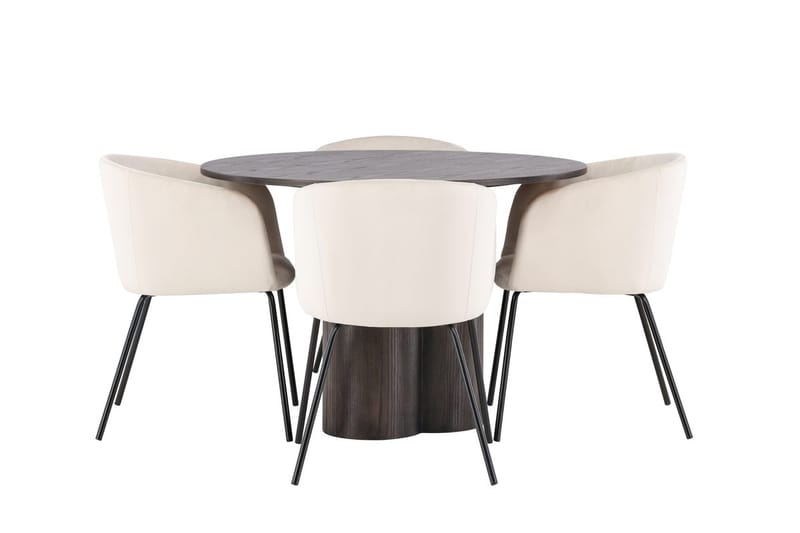 Rund matgrupp Venture Home Beige Mörkt trä 4st - Møbler - Bord - Spisegruppe