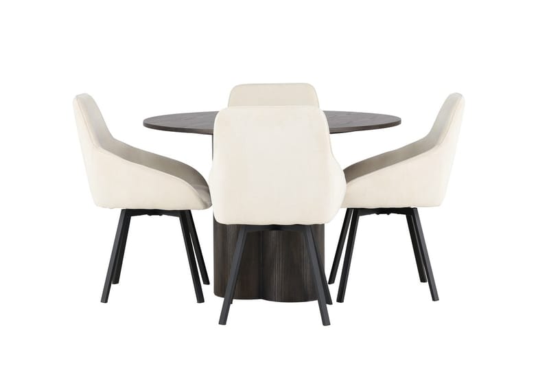 Rund matgrupp Venture Home Beige Mörkt trä 4st - Møbler - Bord - Spisegruppe
