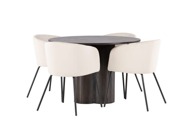 Rund matgrupp Venture Home Beige Mörkt trä 4st - Møbler - Bord - Spisegruppe