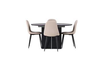 Rund matgrupp Venture Home Beige Svart 4st - Møbler - Bord - Spisegruppe