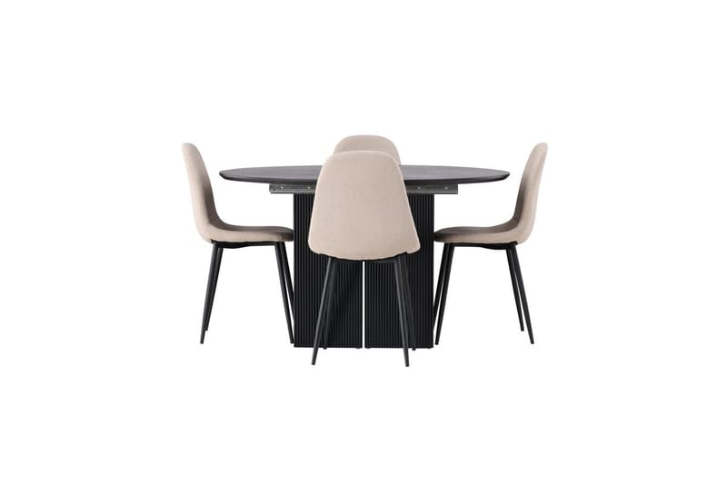 Rund matgrupp Venture Home Beige Svart 4st - Møbler - Bord - Spisegruppe