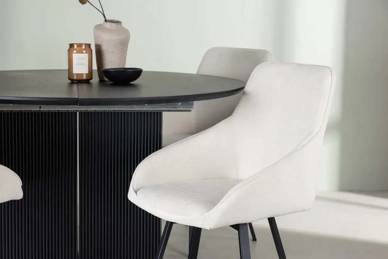 Rund matgrupp Venture Home Beige Svart 4st - Møbler - Bord - Spisegruppe